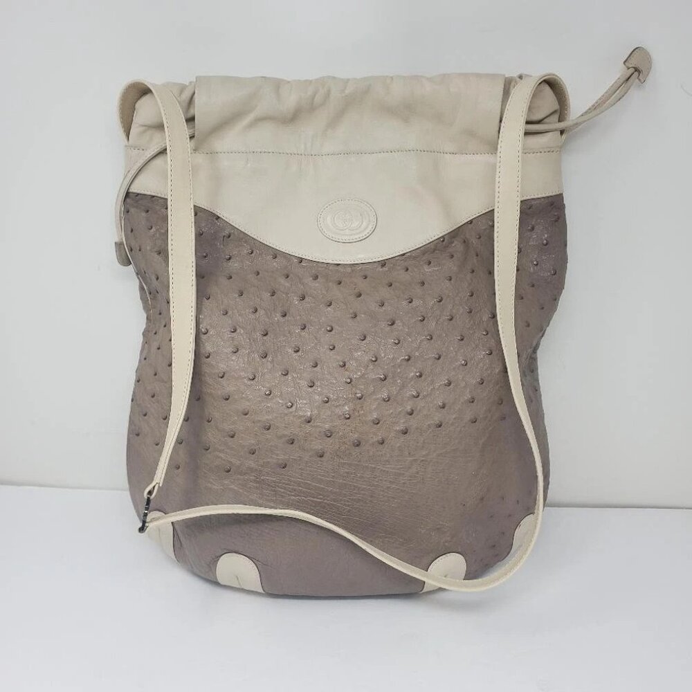 GUCCI WHITE OSTRICH HANDBAG